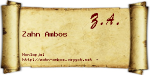 Zahn Ambos névjegykártya